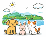 鳩山町のペット火葬 犬・猫・うさぎのイメージイラスト