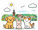 三郷市のペット火葬 犬・猫・うさぎのイメージイラスト