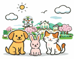 三芳町のペット火葬 犬・猫・うさぎのイメージイラスト