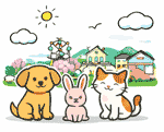 越生町のペット火葬 犬・猫・うさぎのイメージイラスト