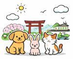 嵐山町のペット火葬 犬・猫・うさぎのイメージイラスト