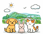 幸手市のペット火葬 犬・猫・うさぎのイメージイラスト