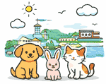 寄居町のペット火葬 犬・猫・うさぎのイメージイラスト