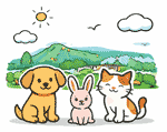 稲城市のペット火葬 犬・猫・うさぎのイメージイラスト